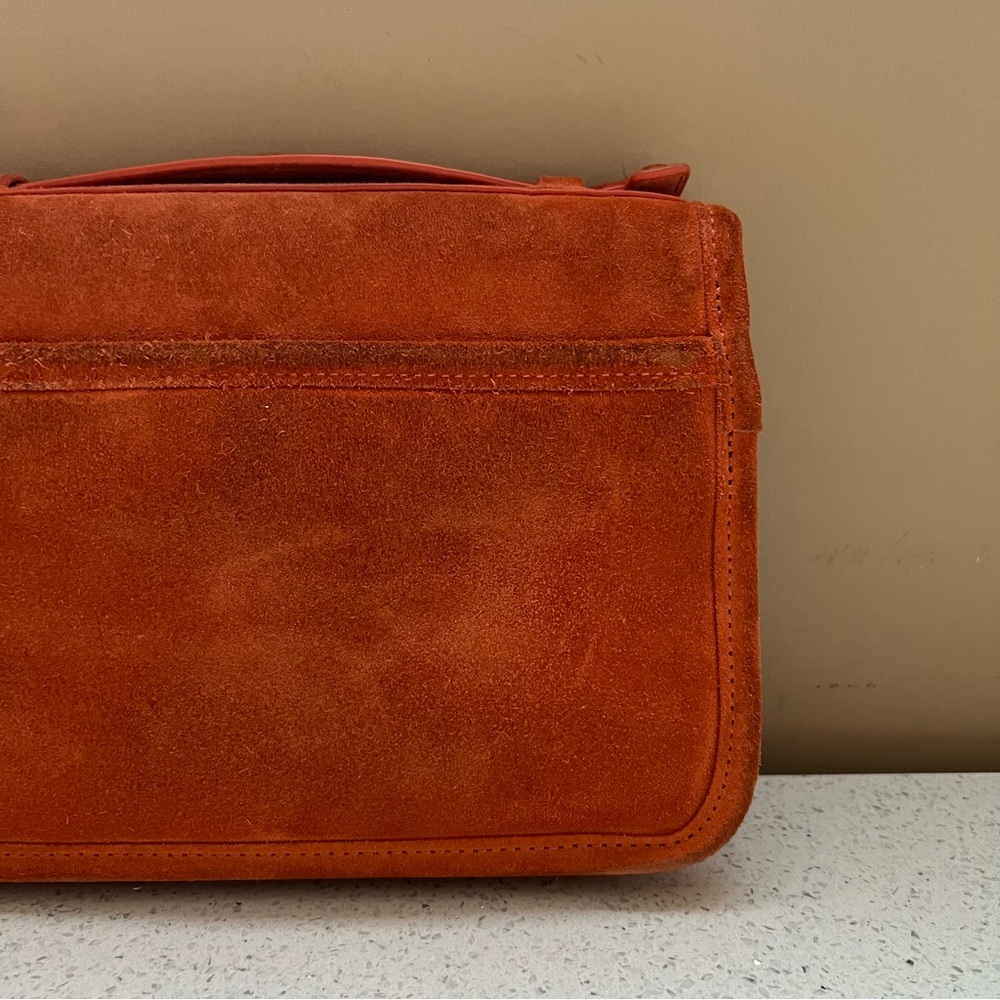 Tory Burch Orange Suede Gold Hardware Top Handle Crossbody Bag Purse - Picture 7 of 16